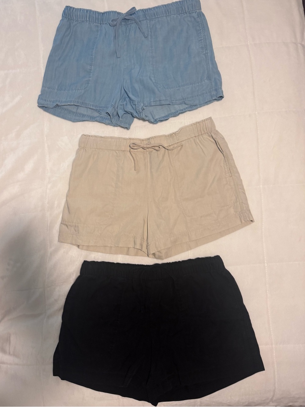 Hilary Radley Women’s Athletic Drawstring Shorts - Light Blue, Beige, Black